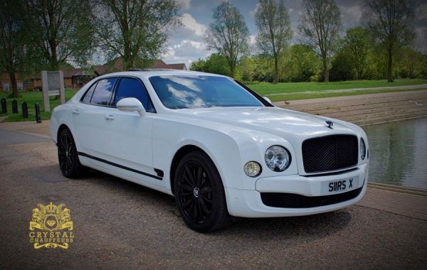 white Bentley Mulsanne wedding car hire